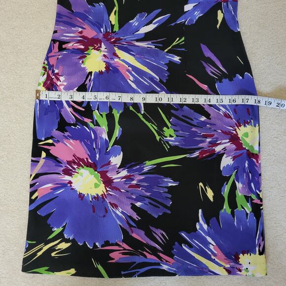 EUC Connected Apparel 6 Bodycon Dress Back Zip Back Slit Vibrant Multicolor - Picture 12 of 16